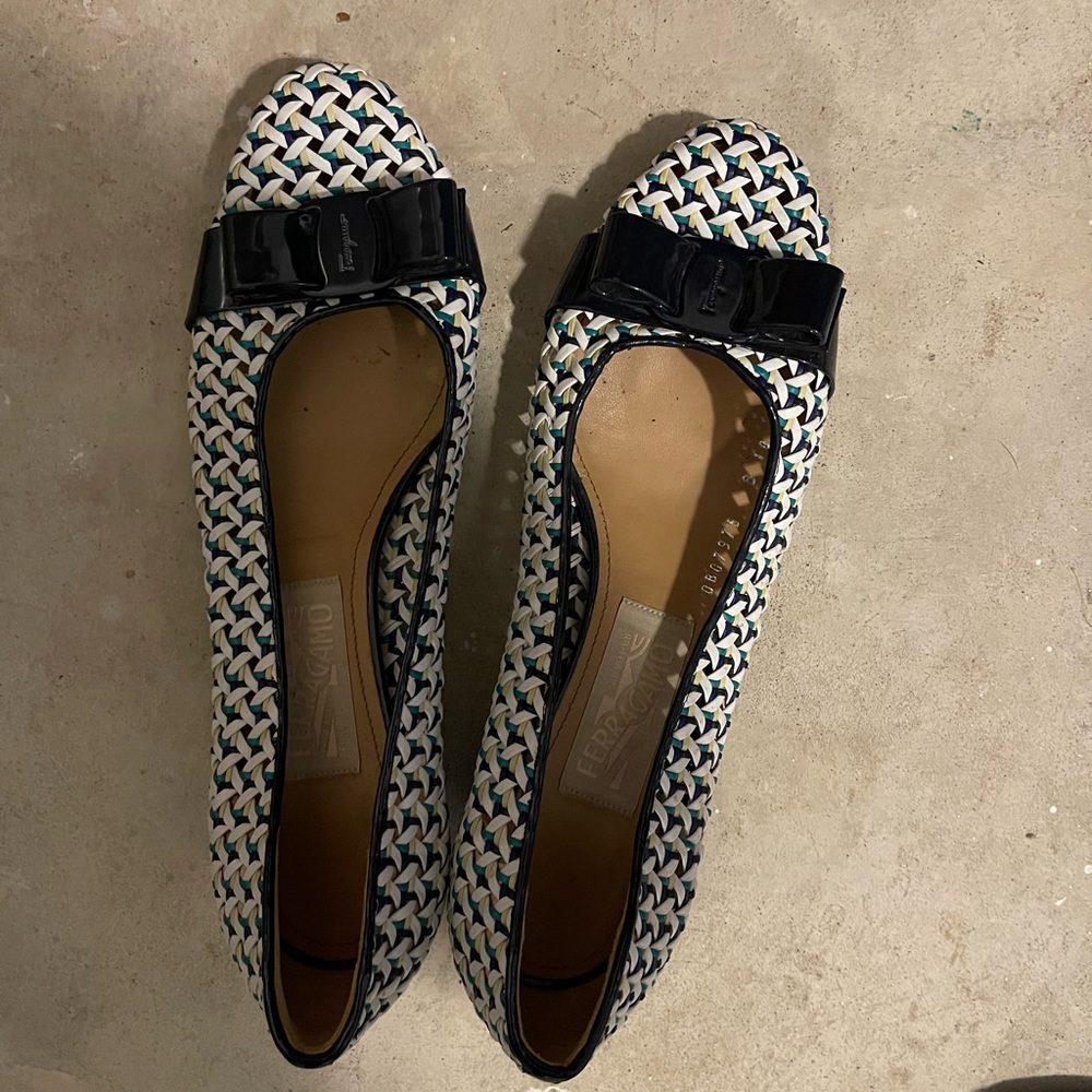 Salvatore Ferragamo Woven Vara Heels